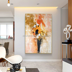 Lienzo abstracto moderno hecho a mano, arte de pared, negro, naranja, <span class=keywords><strong>abrazo</strong></span>, amante, decoración del hogar, pinturas - Product Image 6