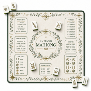 Luxury Forest Green Laurel Wreath Mahjong Table Mat Noise Reduction Neoprene Game Play Mat with Travel Bag for <b>Gifts</b> - Product Image 1