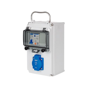 Boîte de distribution de prises portable 6 voies avec étui de transport étanche, prises étanches, gris industriel, configuration 5 - Product Image 2