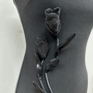 Abito Casual da <span class=keywords><strong>donna</strong></span> personalizzato elegante nero senza spalline con Applique 3D per le serate - Product Image 4