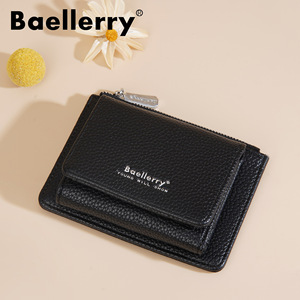 Baellerry Women's Short <b>Wallet</b> Tri-Fold Multi-Card Slot Zippered Card <b>Holder</b> Black 4 Inch Everyday Use - Product Image 1