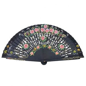 Éventail de danse flamenco en bois, art populaire espagnol, peint à la main, motif floral, 23 cm, origine Chine, pour fêtes, vente en gros - Product Image 6
