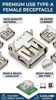 Factory Wholesale Waterproof SMD SMT DIP USB Connector Charging Port Socket 24pin Type-C Female Socket type A B C Plug for PCB