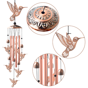 Campana <span class=keywords><strong>de</strong></span> Viento Metálica Artesanal Personalizable con Acabado en Cobre, Decoración Colgante para Exteriores, Jardín/Patio - Diseño <span class=keywords><strong>de</strong></span> Gato y Luna Relajante - Product Image 5