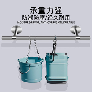 Stainless Steel Towel Rack Round Head <b>Wall</b> Mounted Rust Resistant Drying Rack <b>Storage</b> Holder - Product Image 3