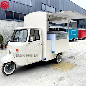 Belyoo sepeda roda tiga elektrik untuk Ape Piaggio troli makanan Mobile Mini Hot Dog Cart truk es krim truk Makanan Cepat untuk dijual