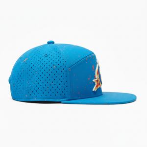 Casquettes en caoutchouc personnalisées avec logo, 7 panneaux, bleu, séchage rapide, performance PVC, sport, structurées, imperméables, découpe laser, trous, snapback, chapeaux peints - Product Image 4