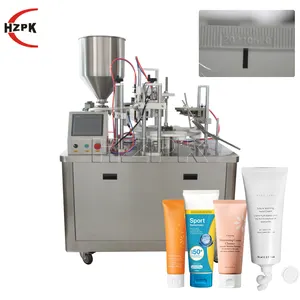 HZPK tube fill seal machine and semi automatic cosmetic cream paste plastic soft tube filling and sealing machine for sale