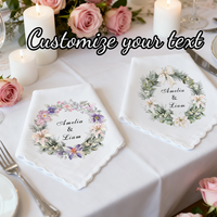 Mouchoir en coton blanc à motifs floraux, serviette de table personnalisée pour mariage, serviette carrée pastorale, décoration de table de fête, cadeau pour la maison