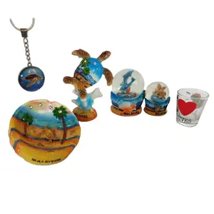 Resin Craft Tourist Souvenir Schildkröte und Delphin Aschenbecher Dekoration 6,5 cm Glas Wasser Schneeball Folie Schlüssel anhänger Souvenir Craft