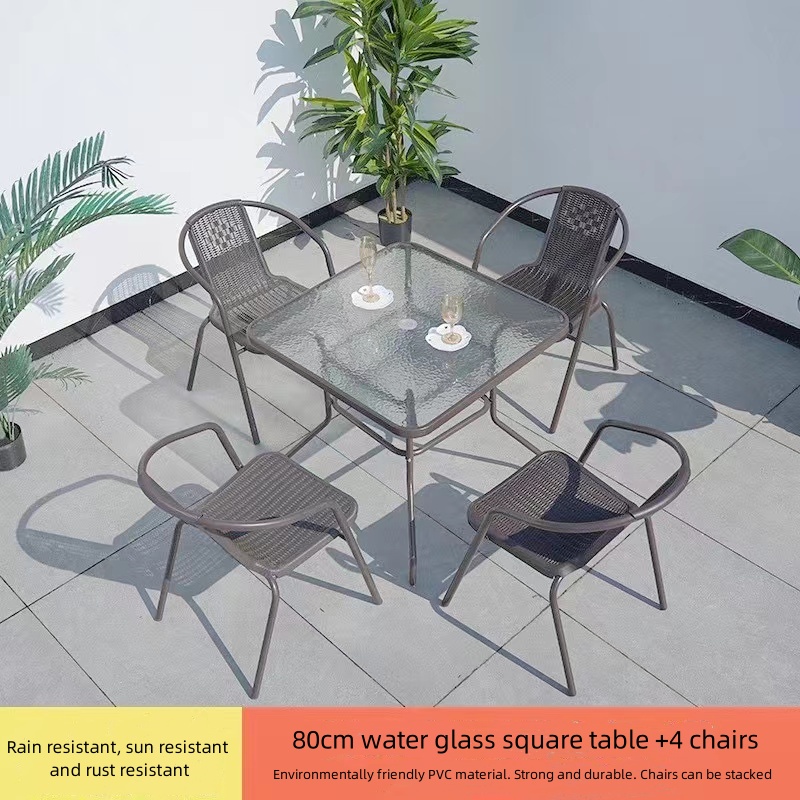 4 sillas + 80 mesa cuadrada con patrón de agua