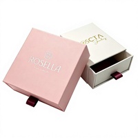 Boîte à bijoux en carton avec tiroir coulissant, logo personnalisé en gros, emballage cadeau en papier rigide de luxe pour bague, collier, boucles d'oreilles