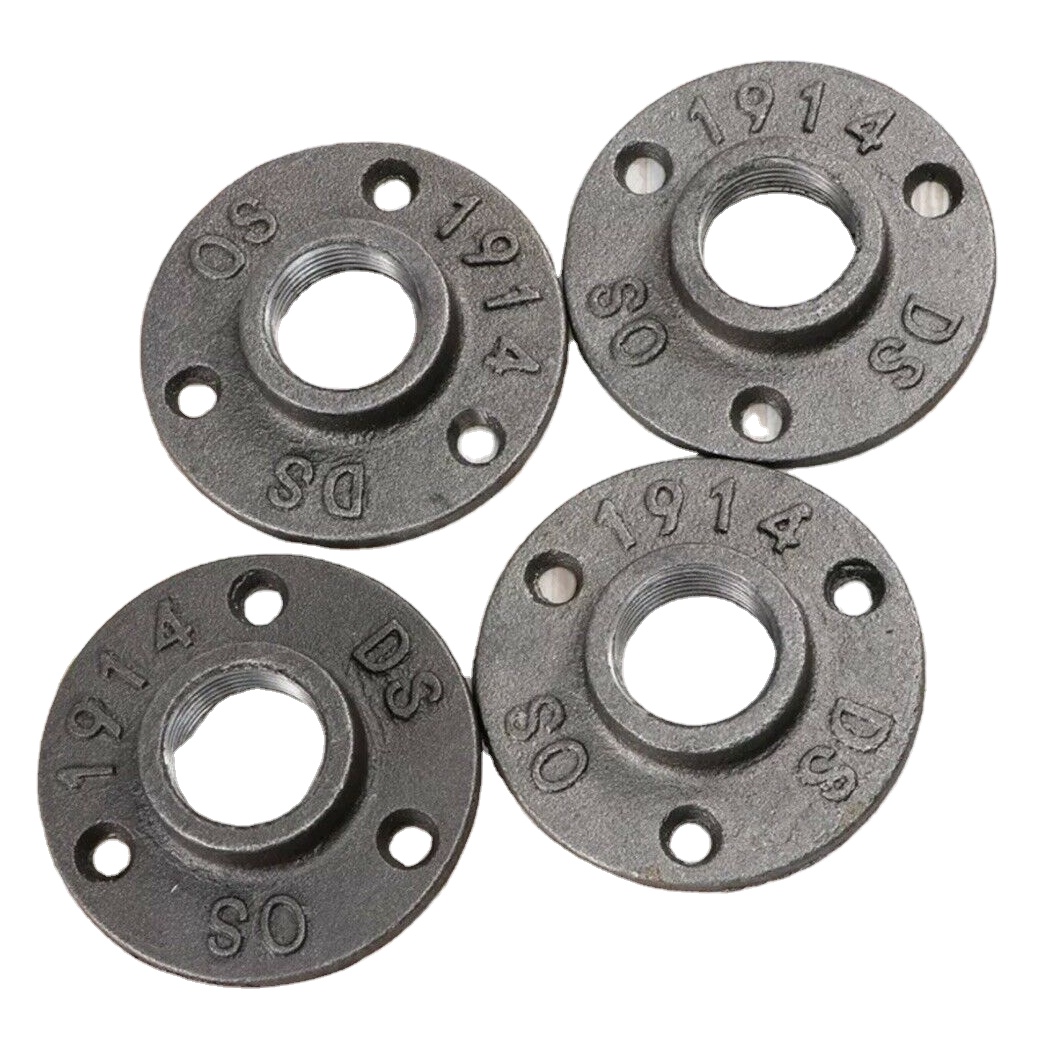 Соединительная труба с фланцем из черного ковкого железа 1/2 дюйма для полки, ножки стола