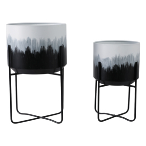 Jardinières métalliques Ombre sur support, pots de fleurs surélevés pour intérieur et extérieur, décoration de la maison, salon, jardin, conteneurs pour plantes - Product Image 1
