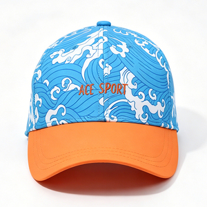 Casquette de surf ACE SPORT à imprimé vague estivale avec sangle sous le menton, résistante à l'eau, chapeau de plage unisexe - Product Image 6