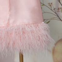 New Girls Princess Dress Rosa Satin Mieder mit großem Schleifen-und Feder rock Ärmelloses A-Linien-Blumen mädchen kleid für die Geburtstags feier