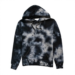 Sudadera con Capucha para Hombre, Negra y Gris, Tie Dye, Manga Larga, con Cordón Ajustable, Bolsillo Canguro, Estilo Casual Urbano, con Logotipo Personalizado - Product Image 1