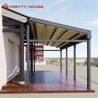 Gazebo de toit rétractable motorisé mural coupe-vent auvents de jardin extérieurs pour terrasse