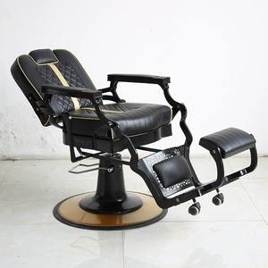 Sillón de Barbería Clásico de Cuero Negro con Bomba Hidráulica, Silla de Salón Retro para Afeitar, Silla de Peluquería para Hombre en Venta - Product Image 6