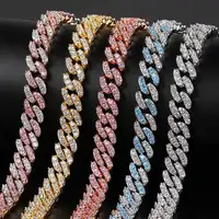 Hot Sale 9mm Diamond Cuban Link Chain Hip Hop Iced Out CZ Two Tone Miami Cuban Chain Necklace For Men Women Fashion Jewelry