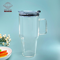 Mug en verre borosilicate réutilisable de 32 oz/1000 ml, avec poignée, sans BPA, compatible lave-vaisselle et micro-ondes, style classique pour un usage domestique