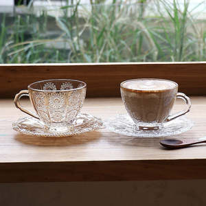 European-Style Retro Creative Household <b>Glass</b> <b>Coffee</b> <b>Cup</b> with Saucer European-Style Tea <b>Cup</b> Set with Colorful Design - Product Image 4