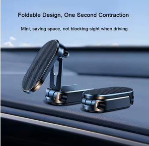 Popular Universal <b>Folding</b> Mobile Car Holder 360 Adjustable Rotation Magnetic Phone Cradle Aluminum Dashboard Phone Mount Stand - Product Image 4
