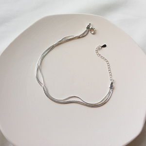 Pulsera <span class=keywords><strong>tobillera</strong></span> de Plata de Ley 925, joyería de moda, cadena de <span class=keywords><strong>pie</strong></span> de doble capa, tobilleras de Cuentas planas - Product Image 6