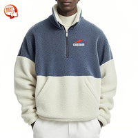 Sweat-shirt en polaire sherpa à col montant, demi-zip, quart de zip, couleur personnalisée OEM, pour hommes