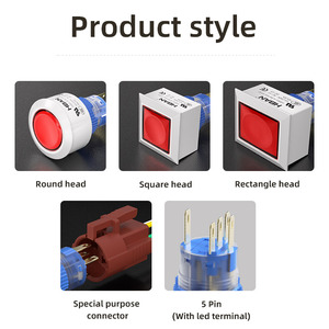 ปุ่มกด5ขา1NO1NC LED 22มม. สวิตช์สี่เหลี่ยมเรืองแสงพลาสติกสำหรับควบคุมอุปกรณ์ - Product Image 2