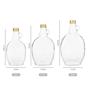 Bouteilles <span class=keywords><strong>de</strong></span> sirop d'érable en verre <span class=keywords><strong>de</strong></span> forme plate transparente <span class=keywords><strong>de</strong></span> 150ml 250ml 375ml 500ml avec avec petite poignée et <span class=keywords><strong>bouchon</strong></span> à vis - Product Image 6