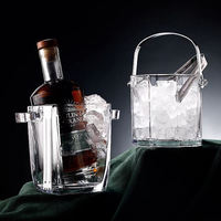 Seau à glace moderne de luxe en verre cristallin transparent, écologique et réutilisable pour bar KTV, fête, vin et bière