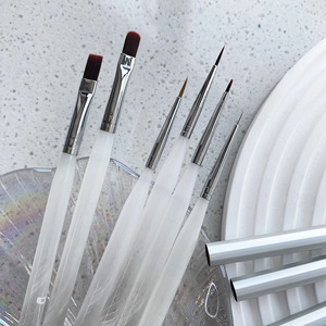 Lot de 6 pinceaux à ongles professionnels avec manche transparent, poils souples en nylon, pour liner ovale et détails fins, outil de peinture pour gel et vernis. - Product Image 1