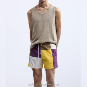 OEM personalizado impresión completa ajustable en línea cordón pantalones cortos de natación Patchwork cuatro colores hombres Bermudas - Product Image 5