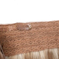 Extensions de cheveux humains Halo en soie de qualité supérieure personnalisées avec clips, double épaisseur, cheveux russes Remy, mèches blondes