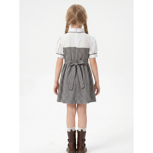 Costume da Fattoria per Bambine in 2 Pezzi, Camicia con Colletto Alto e Maniche a Sbuffo, Grembiule a Quadri Bianco e Nero, Costume per Oktoberfest - Product Image 6