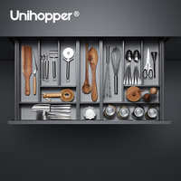 Séparateurs de tiroirs de cuisine en alliage d'aluminium réglables Unihopper, intégrés pour couverts, cuillères et couteaux