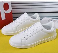 Baskets blanches grande taille pour hommes et femmes - Chaussures décontractées en cuir PU imperméable et résistant, style athlétique tendance en promotion