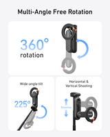 TELESIN Perche à selfie magnétique portable pliable avec télécommande Bluetooth, clip polyvalent pour vidéo YouTube