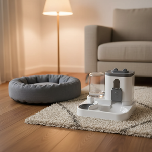 Comederos de Plástico para <span class=keywords><strong>Perros</strong></span> y Gatos, Tazón Doble con Dispensador Automático Integrado de Comida y Agua, Accesorios para Mascotas - Product Image 1