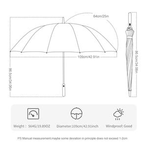 Parapluie droit publicitaire de 25 pouces à 16 baleines, noir, avec revêtement UV, pare-soleil, imperméable, ouverture automatique, impression personnalisée avec logo - Product Image 2