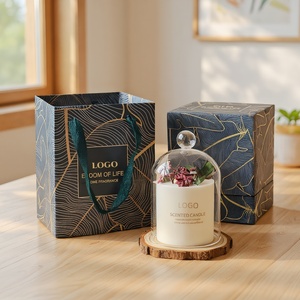 Hot Selling Flower Aromatherapy Vanilla Dried Flower Soy Wax Scented <b>Candle</b> With Glass Jar Gift Box - Product Image 2