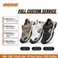 Sandales plates d'extérieur MEIKE, fabriquées à la main en microfibre, grande taille, avec logo personnalisé, à lacets réglables, toutes saisons, fourniture directe usine