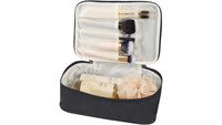 Sac cosmétique OEM en polyester imperméable avec poignée, grande capacité, portable, pour voyage, pochette de rangement pour maquillage, double fermeture éclair, personnalisable
