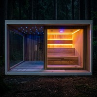 Sauna et douche extérieurs modulaires intégrés à montage facile, cabine de bien-être intelligente pour 3 personnes avec chauffage