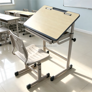 Arredamento Moderno per Aule di Asilo, Tavolo per Studenti in Truciolato, Scrivania Regolabile per Scuola e Arte - Product Image 1