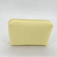 Pochette de maquillage en silicone KINGSTAR Premium, couleur pastel mate, étanche, facile à nettoyer, organiseur de cosmétiques pour sac à main