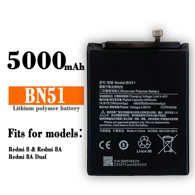 BN51 5000mAh Replacement Phone Battery for Xiaomi Redmi 8 Redmi 8A Phone Batteries