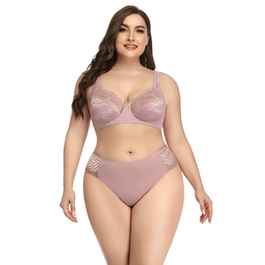 Sous-vêtements sexy pour femmes, <span class=keywords><strong>lingerie</strong></span> respirante de couleur unie, ensembles de soutien-gorge et culottes grande taille - Product Image 2