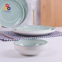 Service de vaisselle domestique en céramique de 12 pièces avec assiette à salade, bols pour fruits, soupe et assiette à dessert